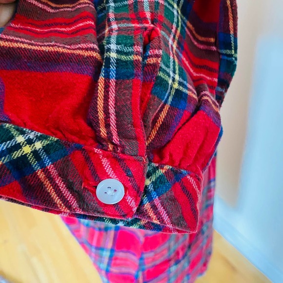 L.L. Bean Scotch Plaid Cotton Flannel Cozy Red Classic Pockets Nightgown Small - Picture 9 of 14